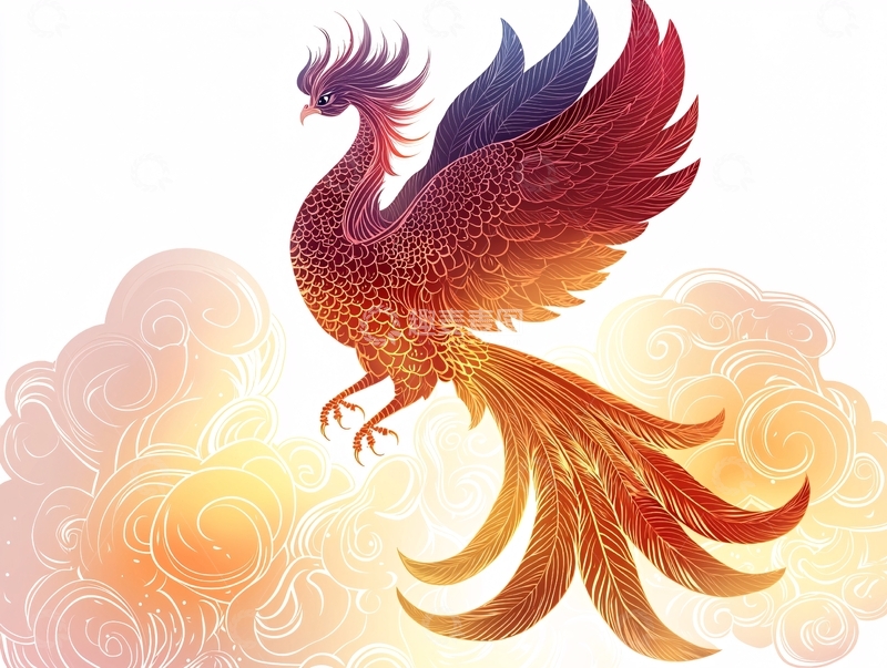 高清大图下载【趣麦麦图】飞舞的火焰色凤凰