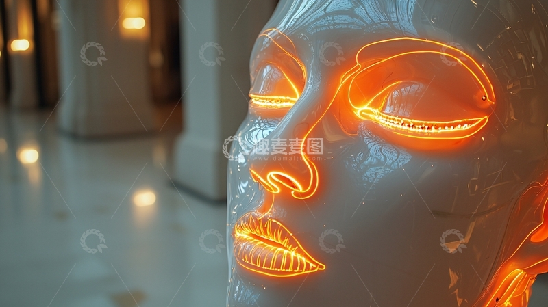 高清大图下载【趣麦麦图】光影勾勒的未来感女性面部