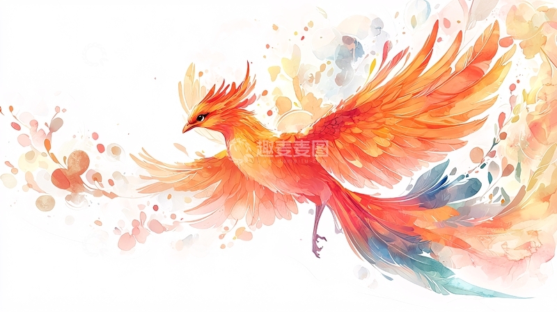 高清大图下载【趣麦麦图】水彩凤凰