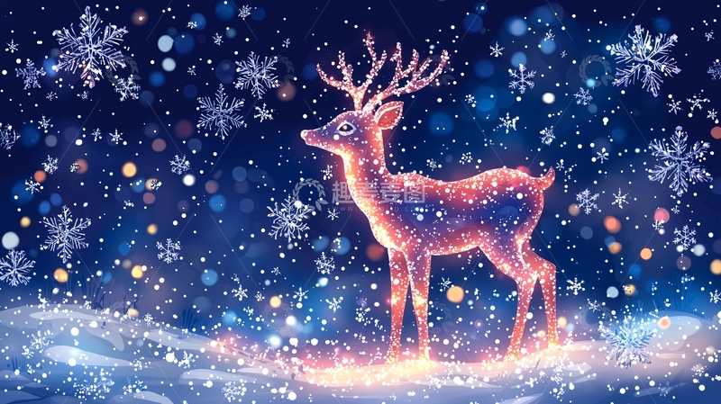 高清大图下载【趣麦麦图】梦幻圣诞驯鹿