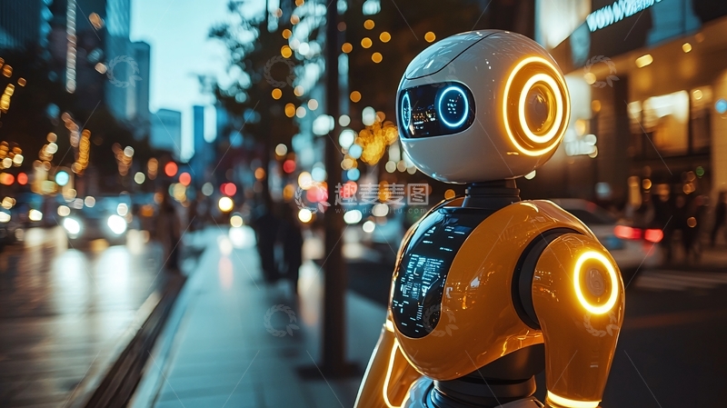 高清大图下载【趣麦麦图】城市夜景机器人
