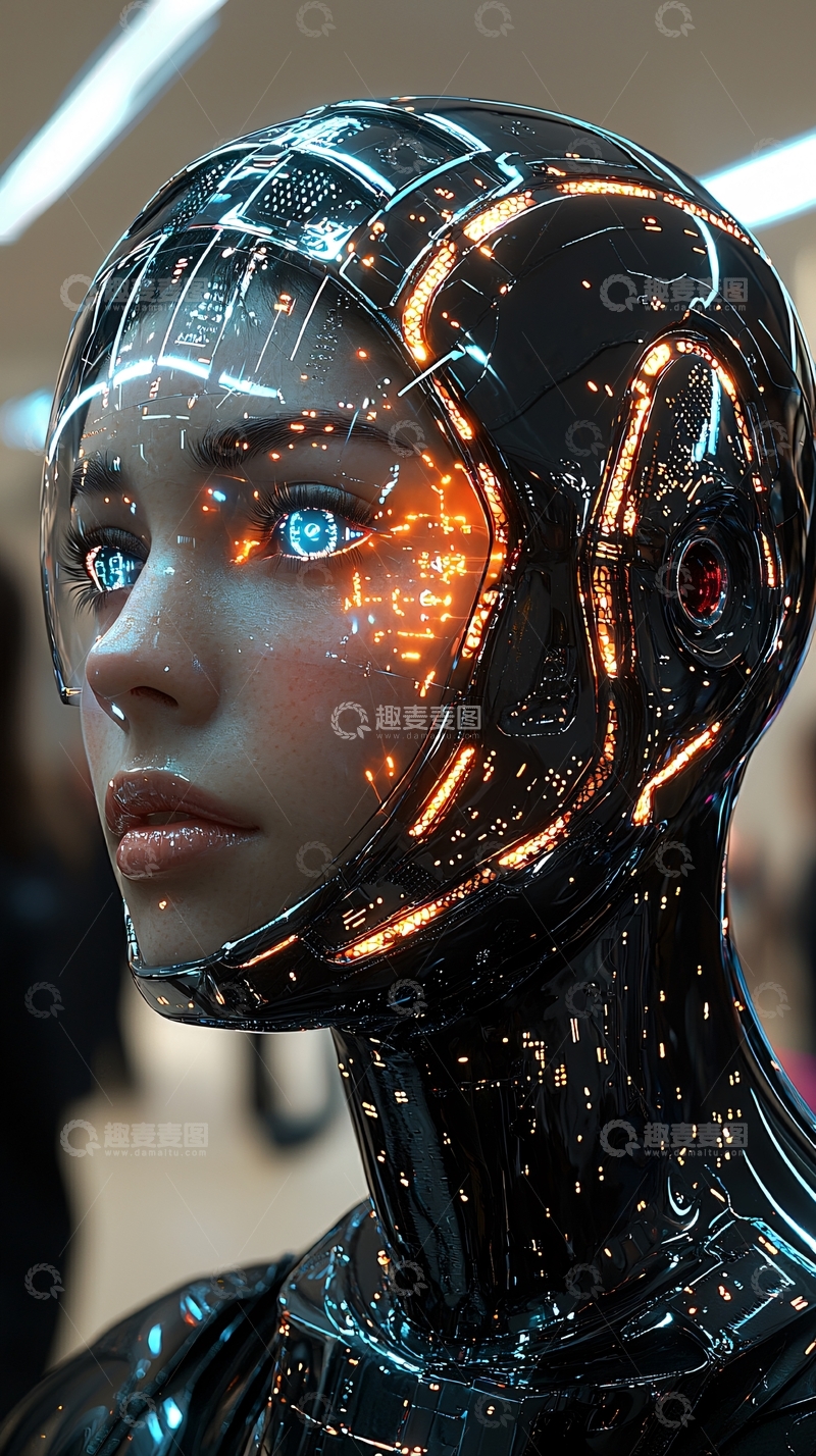 高清大图下载【趣麦麦图】未来科技感女性机器人