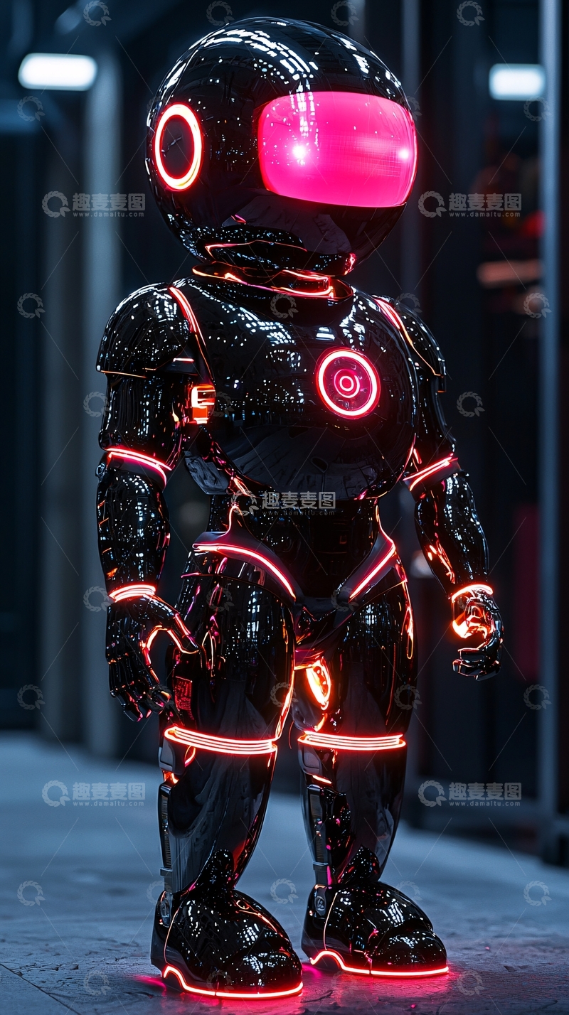 高清大图下载【趣麦麦图】黑色炫酷小机器人