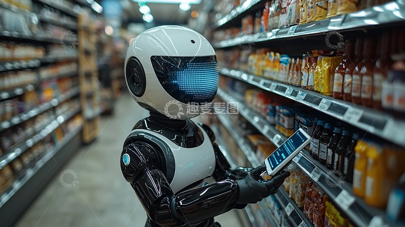 高清大图下载【趣麦麦图】超市机器人