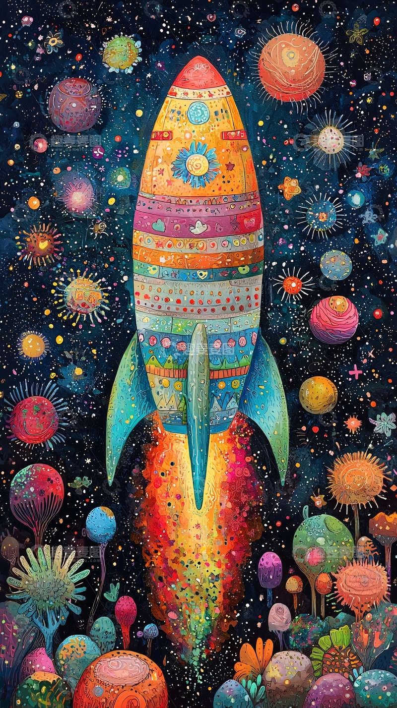 高清大图下载【趣麦麦图】彩色火箭