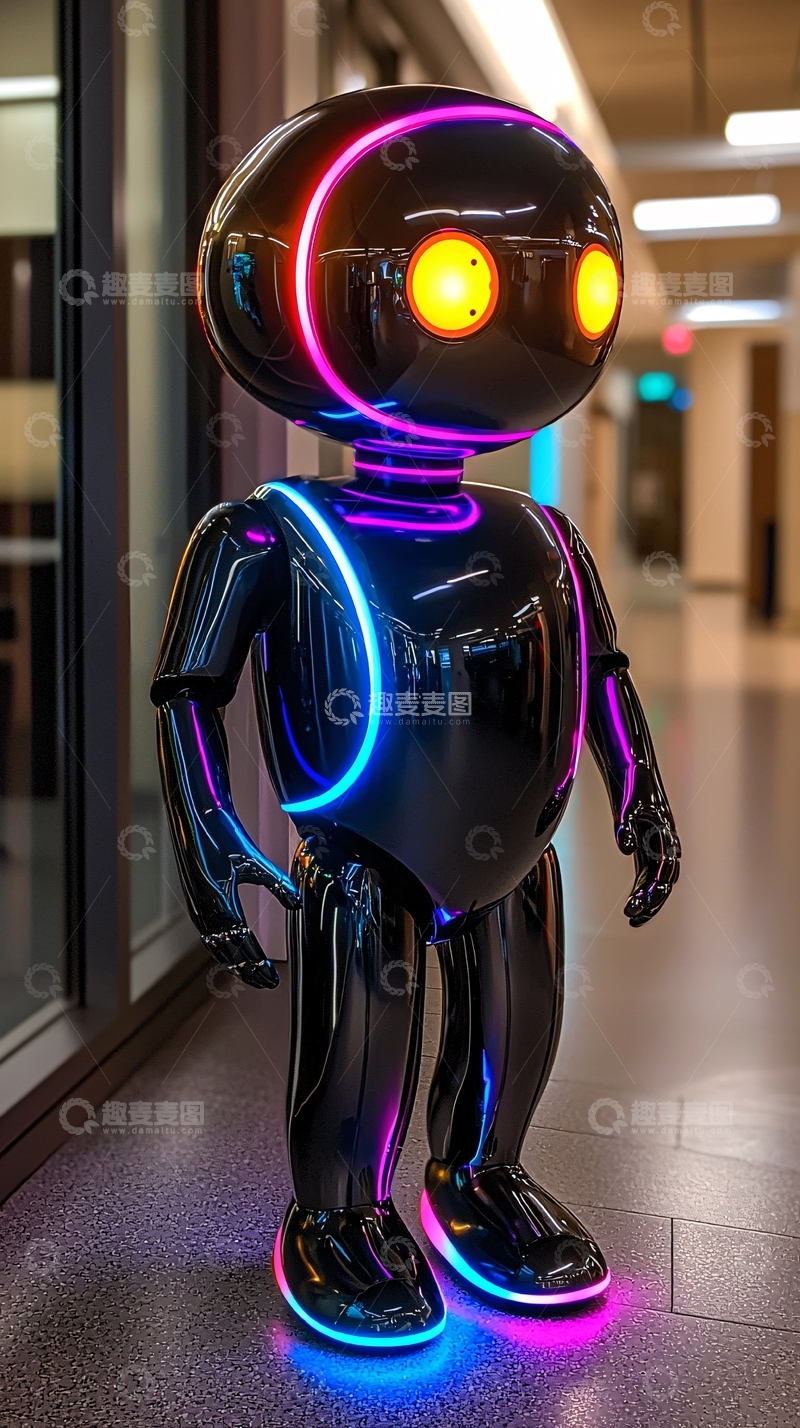 高清大图下载【趣麦麦图】炫酷发光机器人