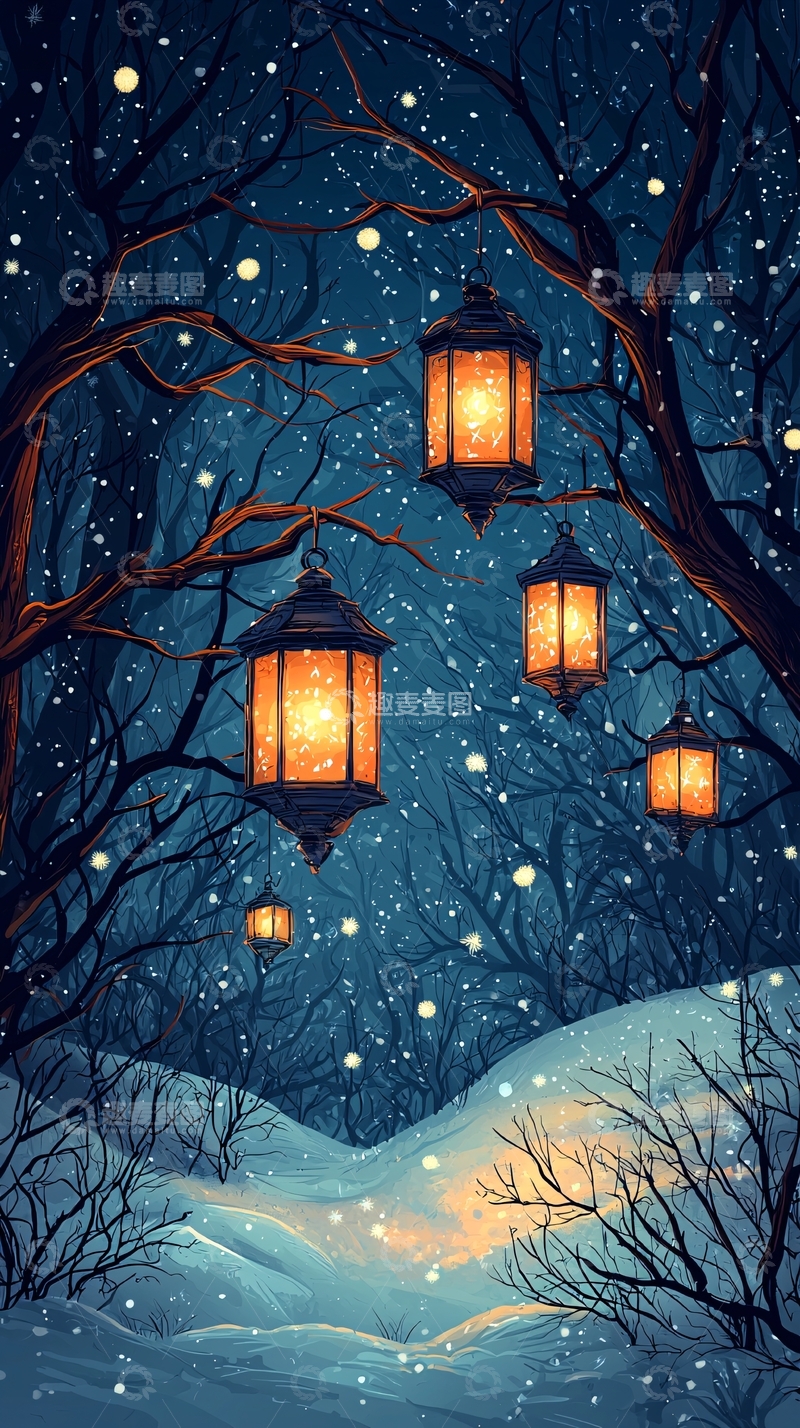 高清大图下载【趣麦麦图】冬日夜晚