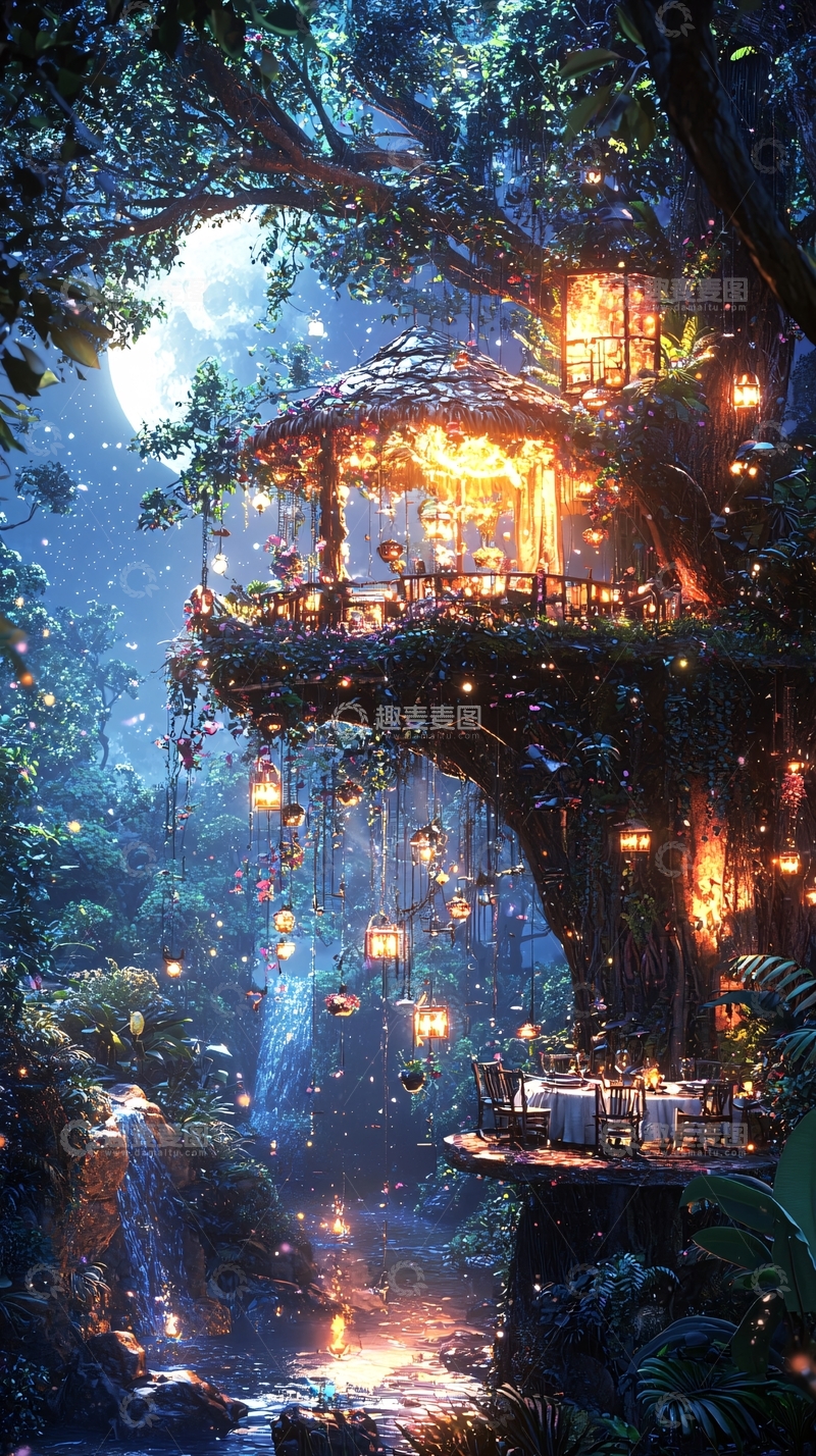 高清大图下载【趣麦麦图】梦幻树屋