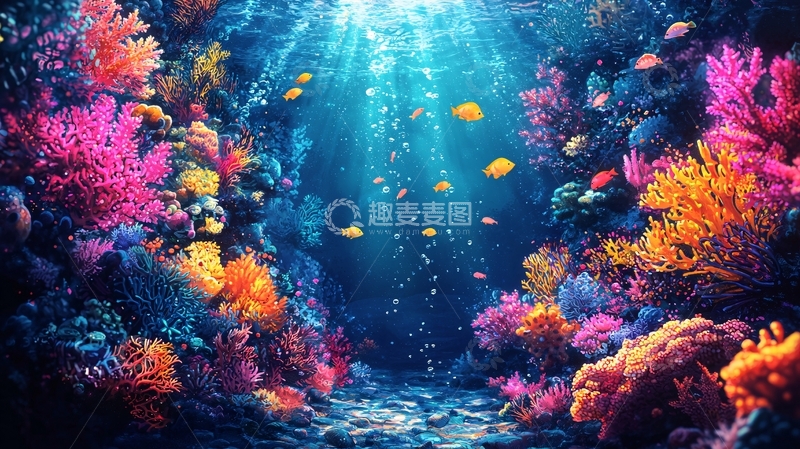 高清大图下载【趣麦麦图】水下珊瑚礁色彩缤纷