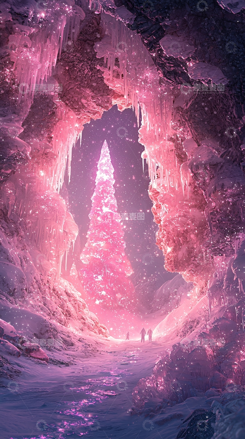 高清大图下载【趣麦麦图】粉色冰雪洞穴