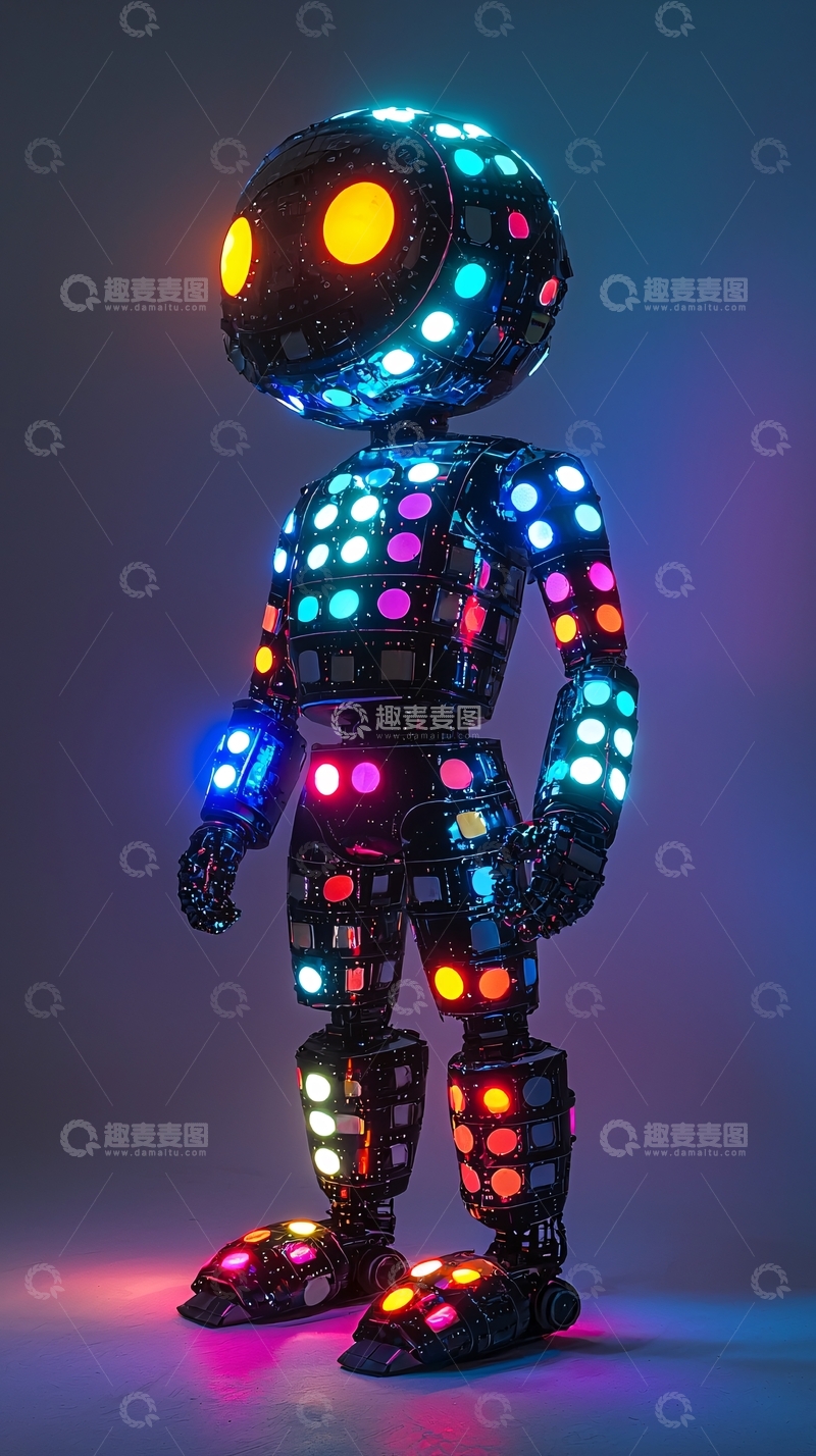 高清大图下载【趣麦麦图】炫彩LED机器人