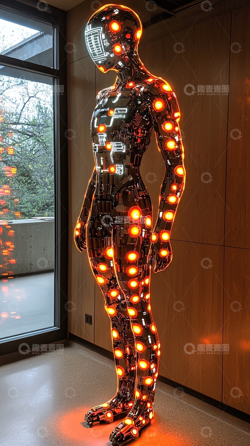 高清大图下载【趣麦麦图】发光人形雕塑