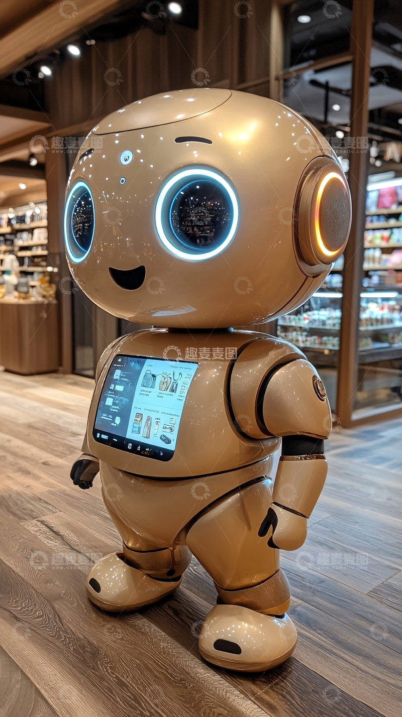 高清大图下载【趣麦麦图】金色可爱机器人
