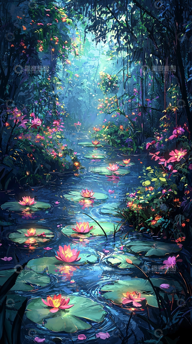 高清大图下载【趣麦麦图】梦幻森林小溪
