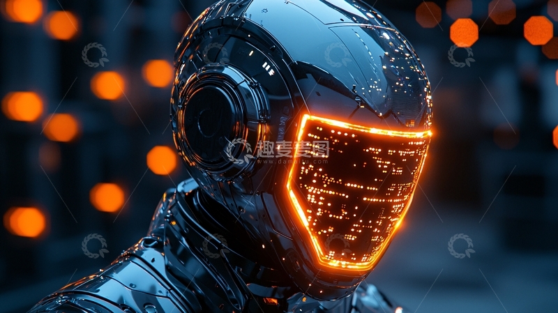 高清大图下载【趣麦麦图】未来科技感机器人头盔