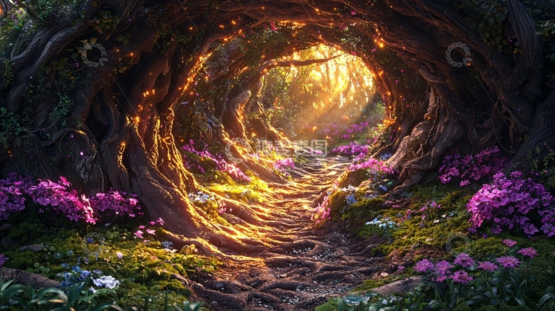 高清大图下载【趣麦麦图】森林隧道