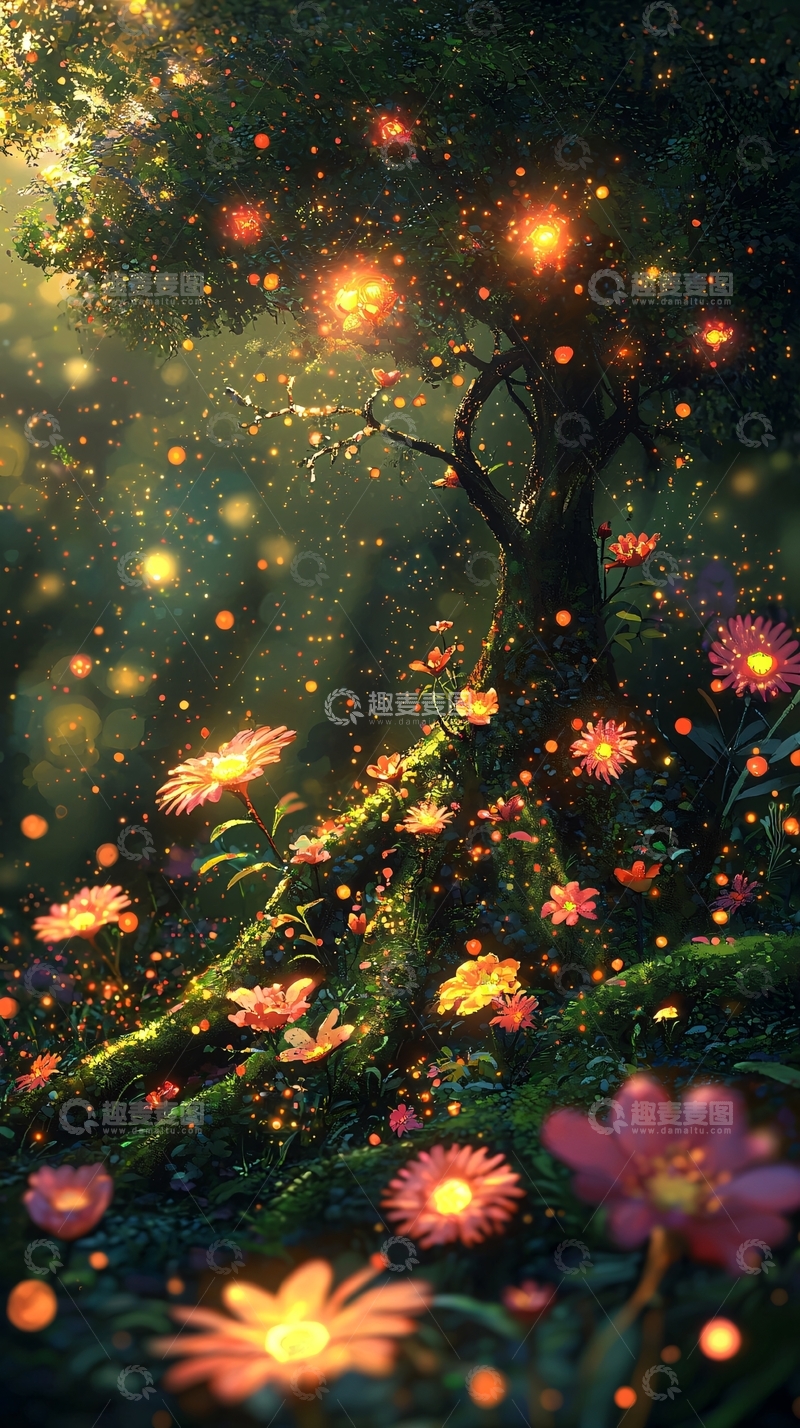 高清大图下载【趣麦麦图】梦幻森林夜景