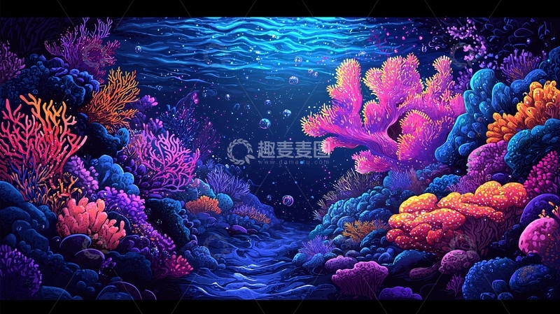 高清大图下载【趣麦麦图】梦幻海底珊瑚世界