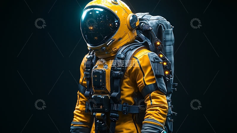 高清大图下载【趣麦麦图】宇航员黄色太空服