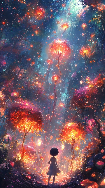 梦幻星空下的女孩