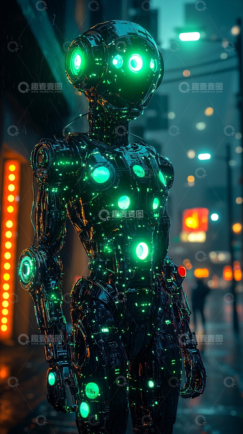 高清大图下载【趣麦麦图】未来都市机器人