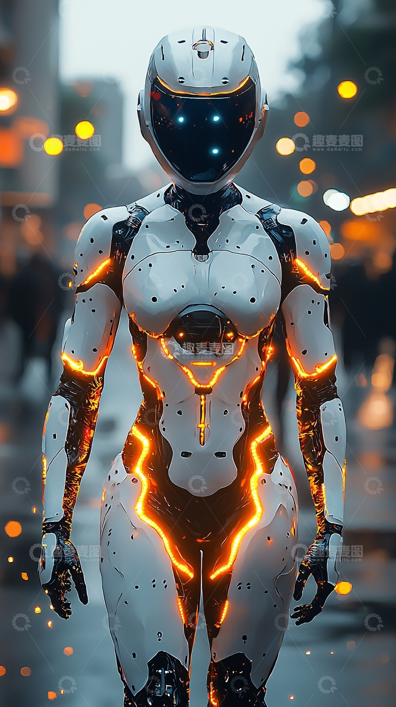 高清大图下载【趣麦麦图】未来都市女性机器人