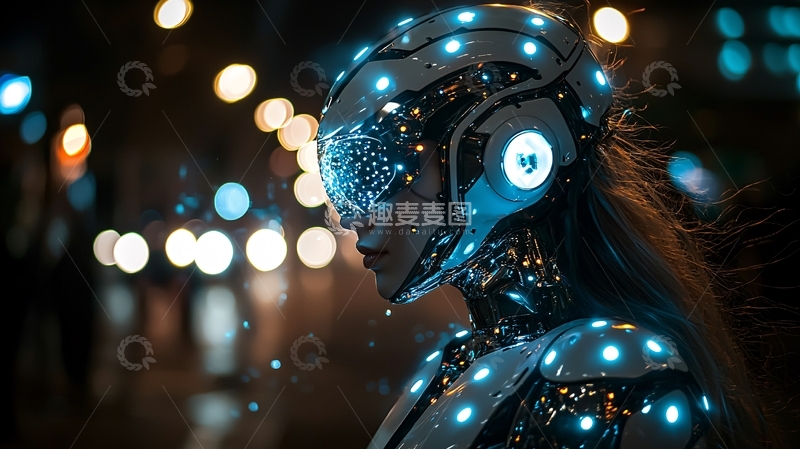 高清大图下载【趣麦麦图】未来都市女性机器人