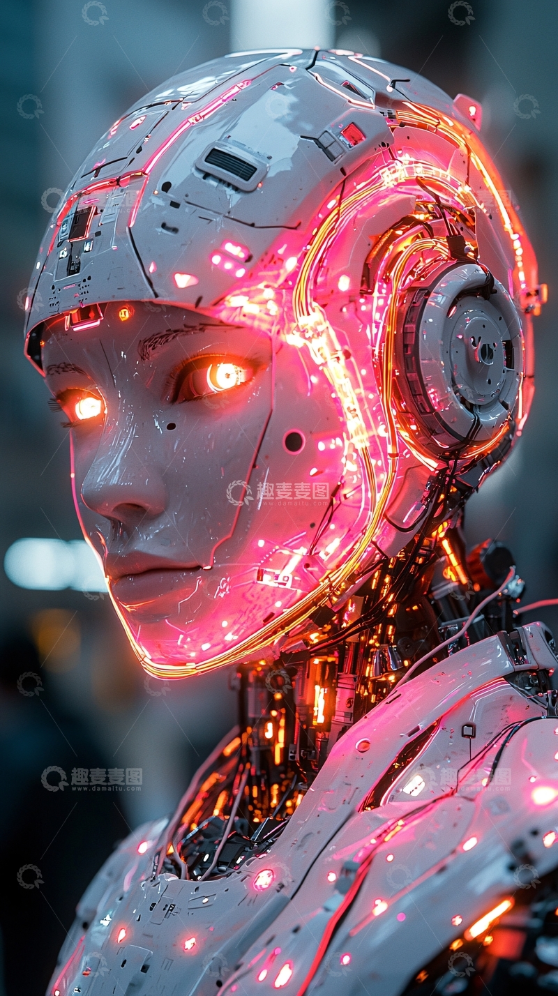 高清大图下载【趣麦麦图】未来感机器人少女