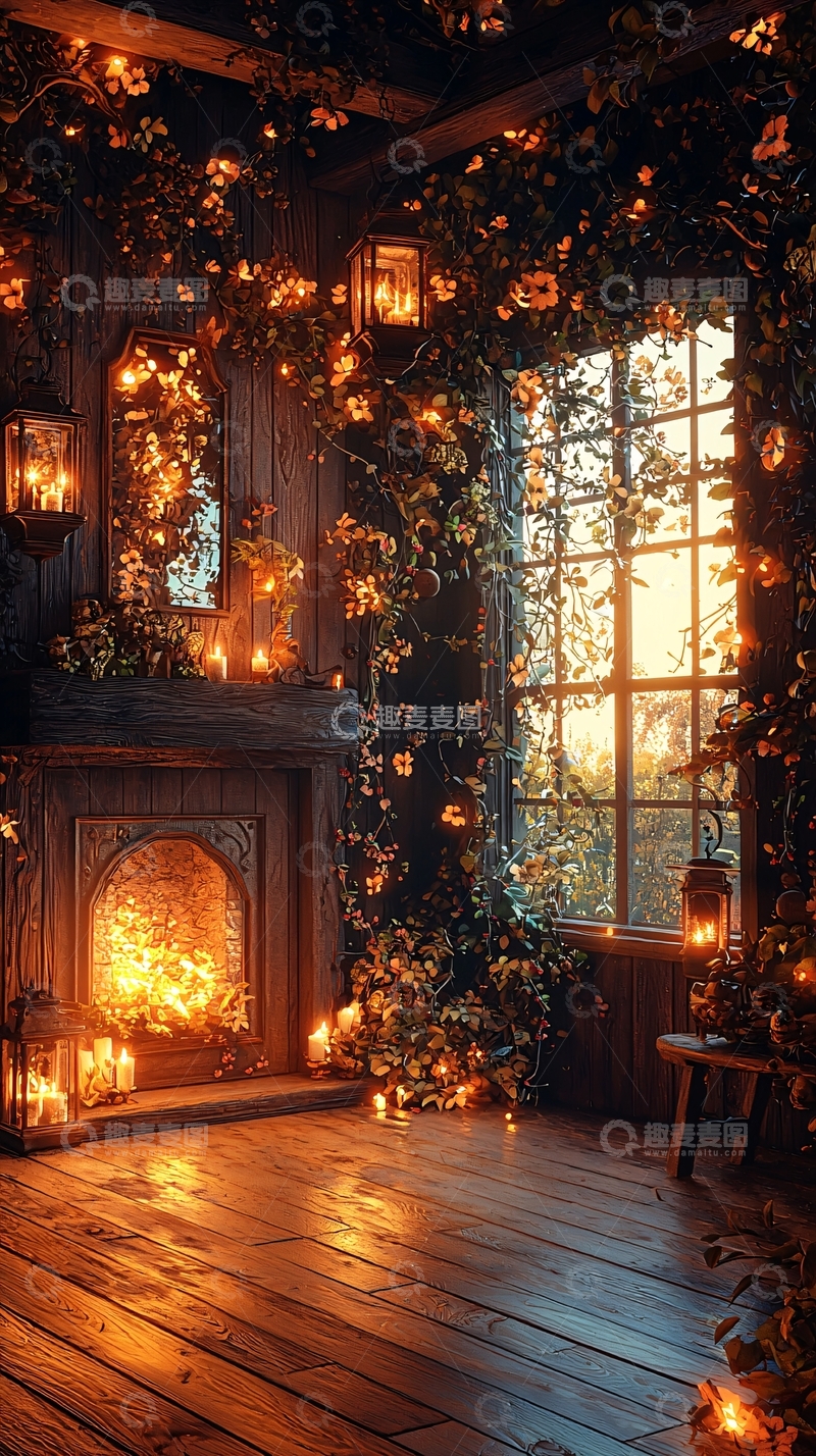 高清大图下载【趣麦麦图】壁炉旁的温馨小屋