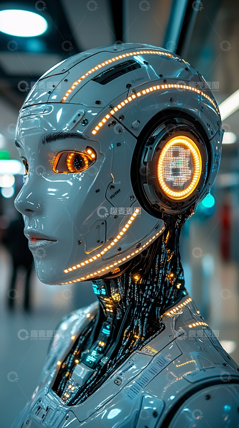 高清大图下载【趣麦麦图】未来感机器人女性头部特写