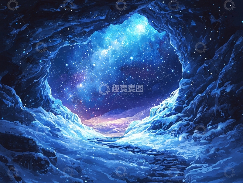 高清大图下载【趣麦麦图】冰雪洞穴星空
