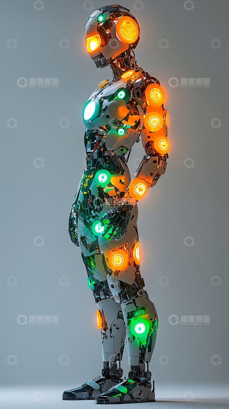 高清大图下载【趣麦麦图】发光机器人侧身照