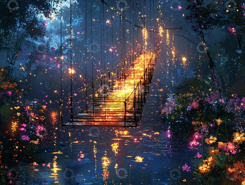 高清大图下载【趣麦麦图】梦幻森林小桥