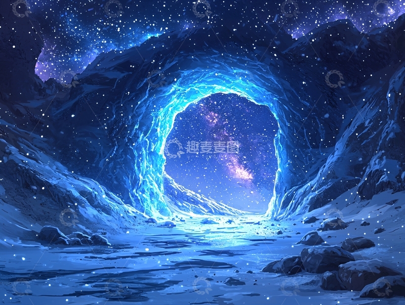 高清大图下载【趣麦麦图】冰雪洞穴星空