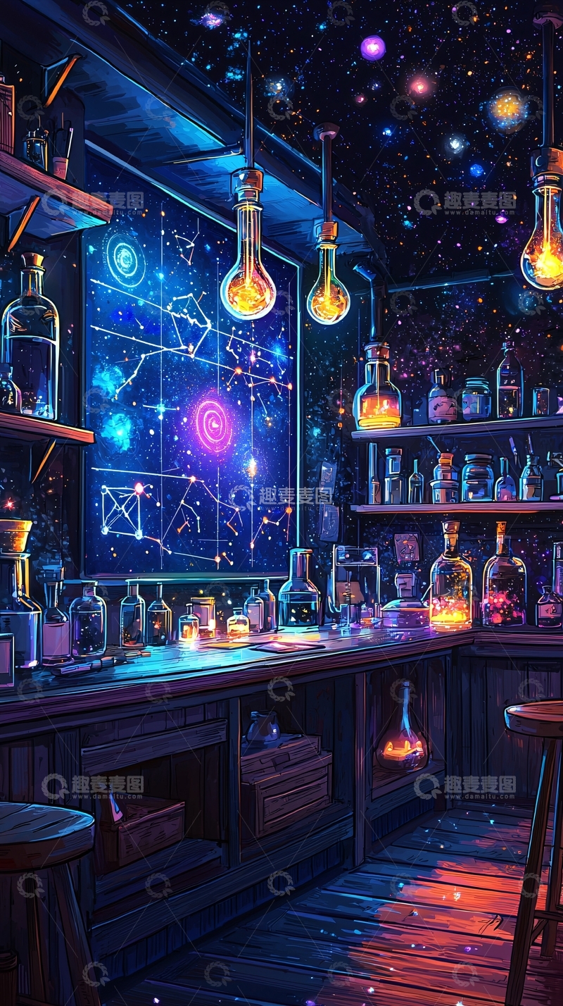 高清大图下载【趣麦麦图】魔幻药剂师的昏暗房间