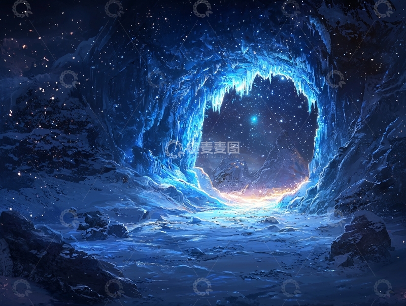 高清大图下载【趣麦麦图】冰雪洞穴星空奇观