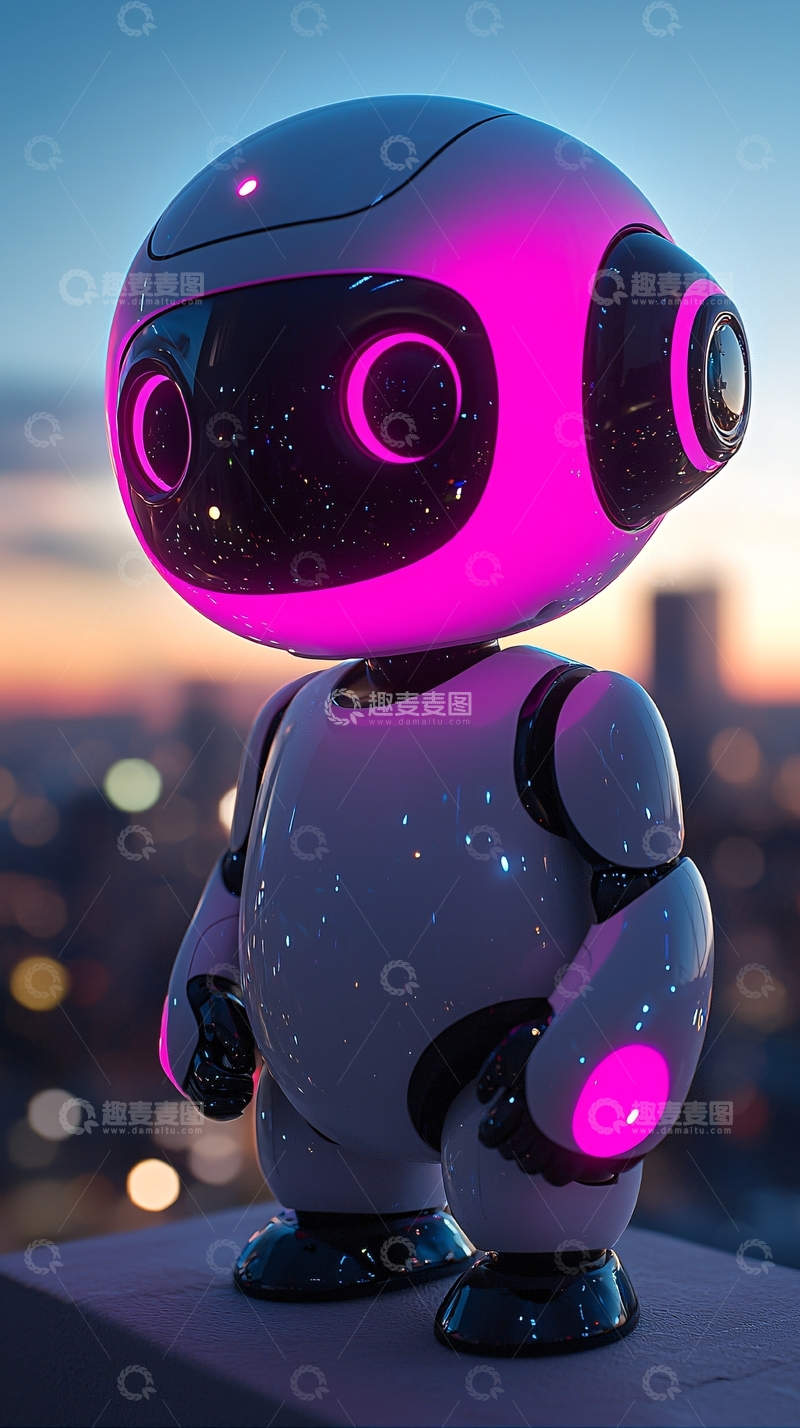 高清大图下载【趣麦麦图】粉色机器人