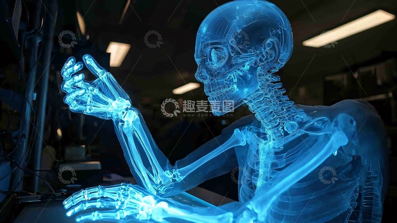 高清大图下载【趣麦麦图】蓝色透明骷髅