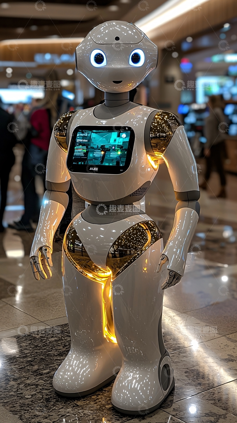 高清大图下载【趣麦麦图】商场里可爱机器人