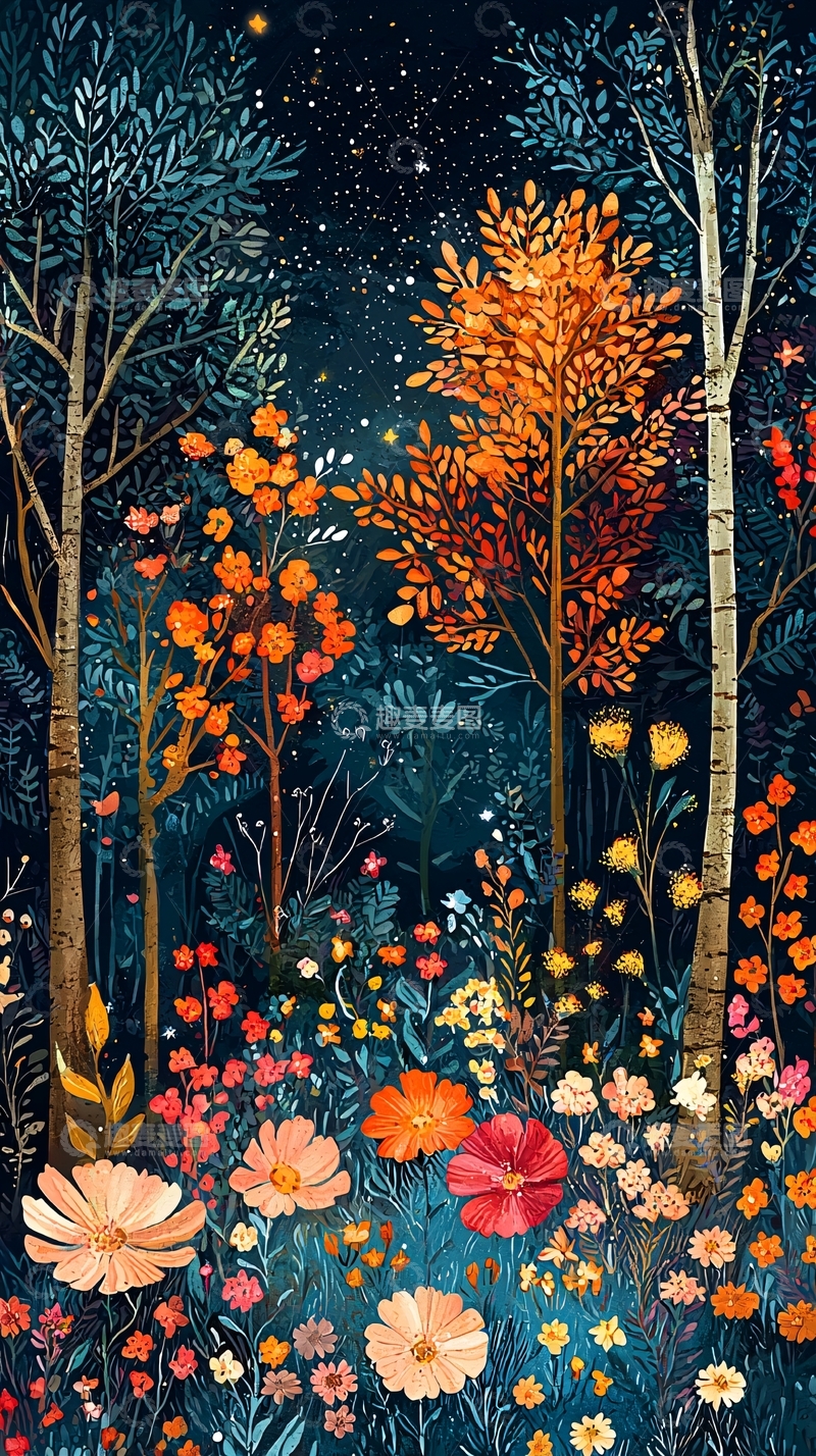 高清大图下载【趣麦麦图】星空下的森林