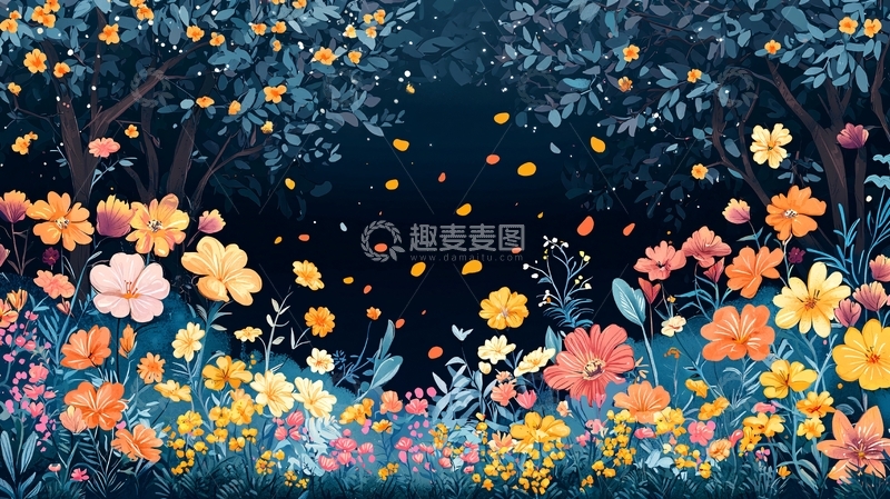 高清大图下载【趣麦麦图】花团锦簇的梦幻夜景