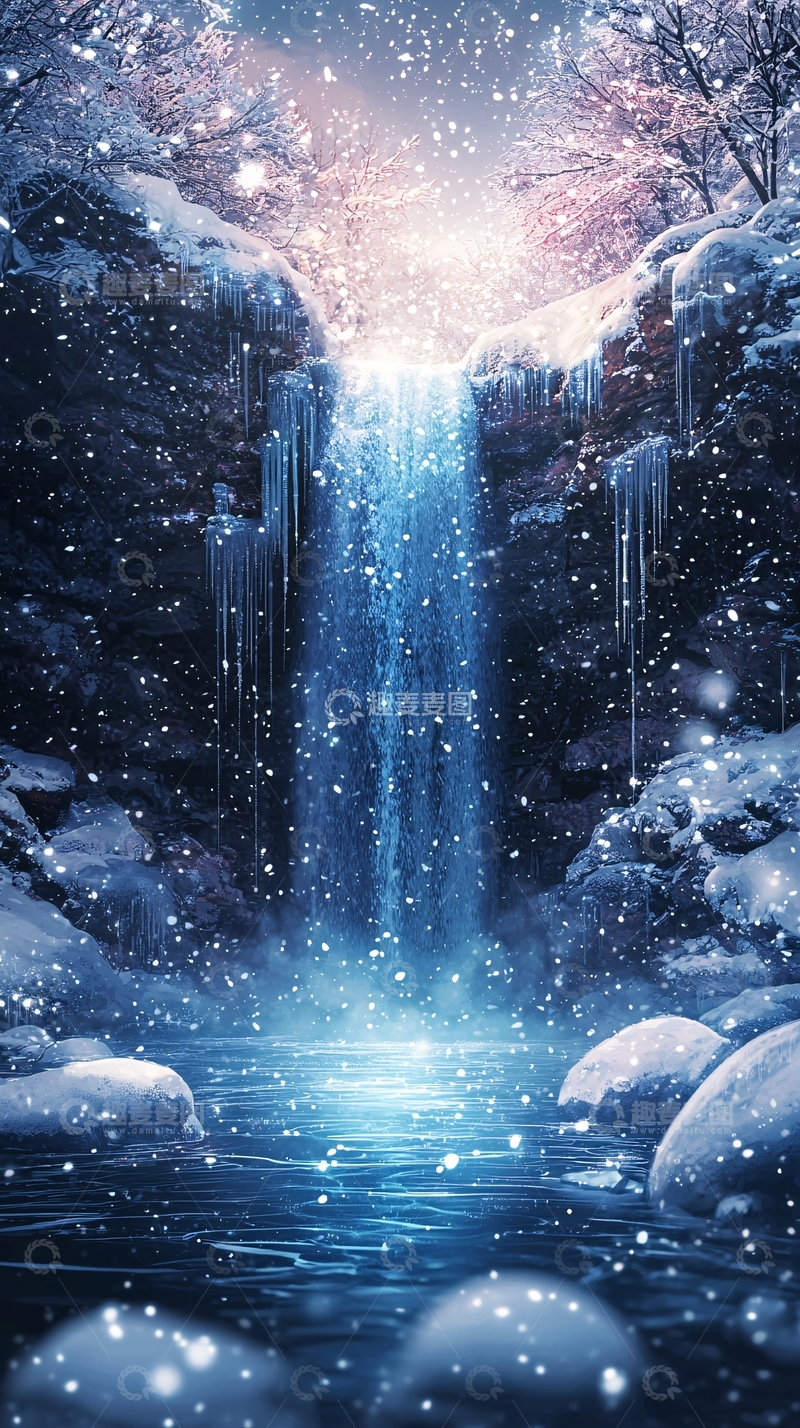 高清大图下载【趣麦麦图】冰雪瀑布
