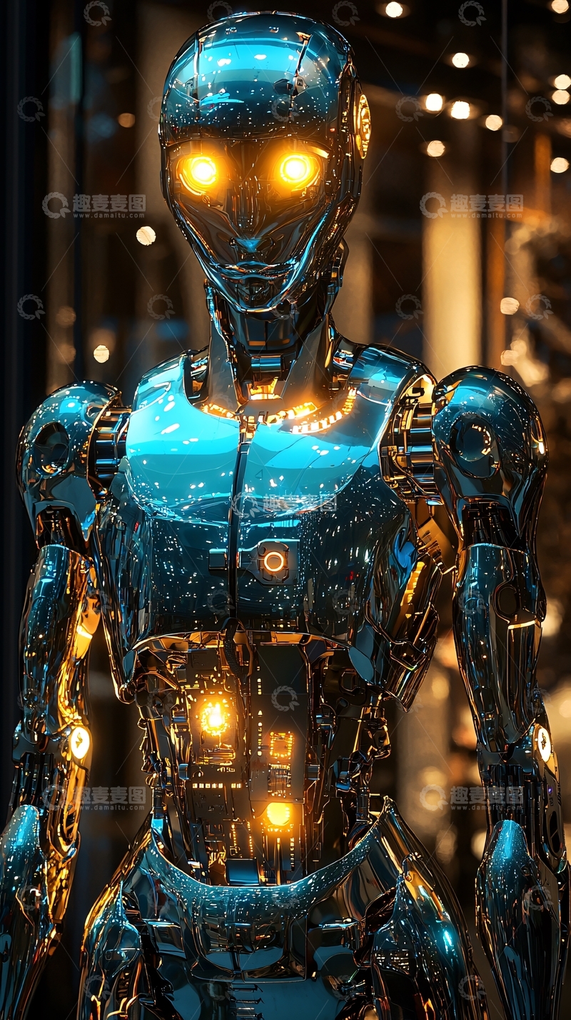 高清大图下载【趣麦麦图】未来感金属机器人