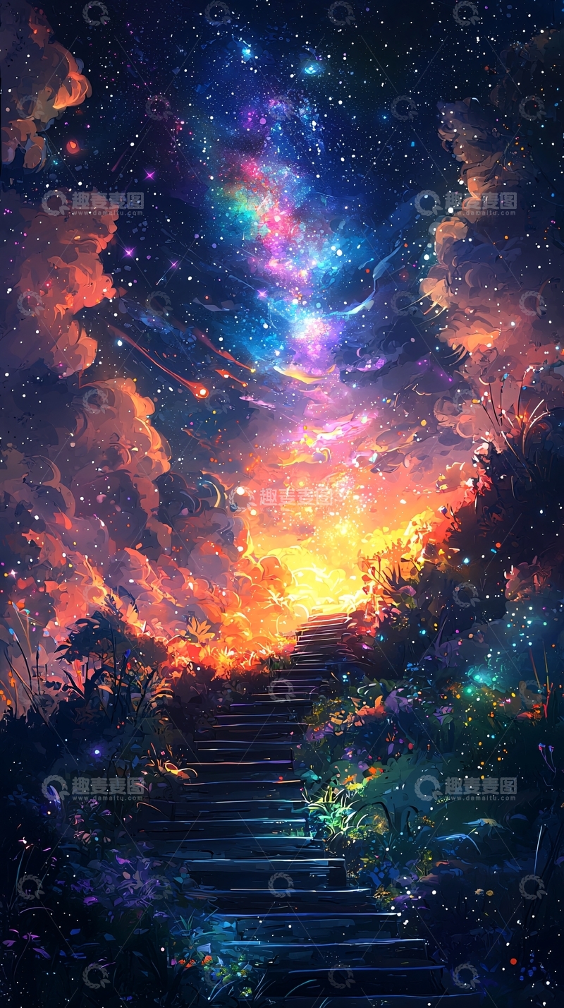 高清大图下载【趣麦麦图】通往星空的阶梯