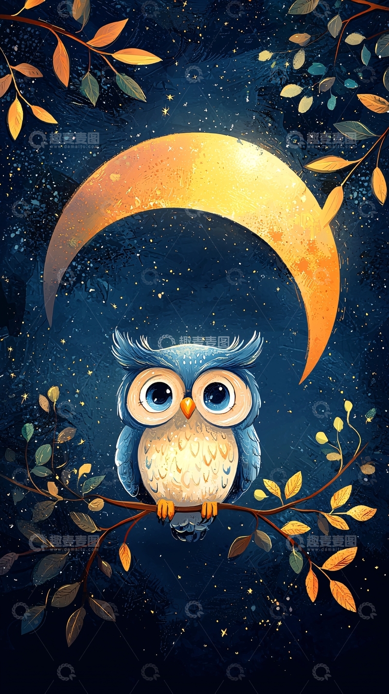 高清大图下载【趣麦麦图】卡通猫头鹰