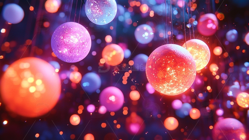 高清大图下载【趣麦麦图】-悬浮发光彩球