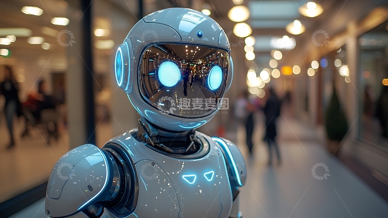 高清大图下载【趣麦麦图】商场里的小机器人