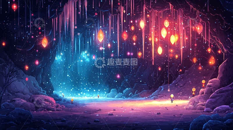 高清大图下载【趣麦麦图】梦幻洞穴发光