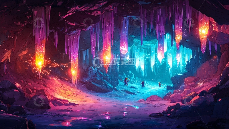高清大图下载【趣麦麦图】梦幻般的紫色水晶洞穴