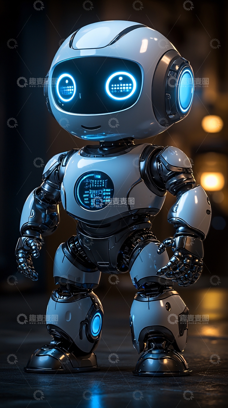 高清大图下载【趣麦麦图】可爱白色小机器人